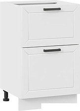Шкаф напольный Трия Лорас 1Н5Я2 с двумя ящиками (белый/холст белый)
