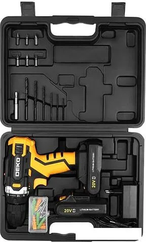 Дрель-шуруповерт Deko Banger 20V 080-1005 (с 2-мя АКБ, кейс, оснастка)