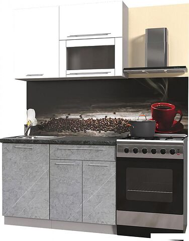 Готовая кухня Интерлиния Мила Пластик 2.0 В (мрамор глянец/белый глянец/кастилло темн.) Готовая кухня Интерлиния Мила Пластик 2.0 В (мрамор глянец/белый глянец/кастилло темн.)