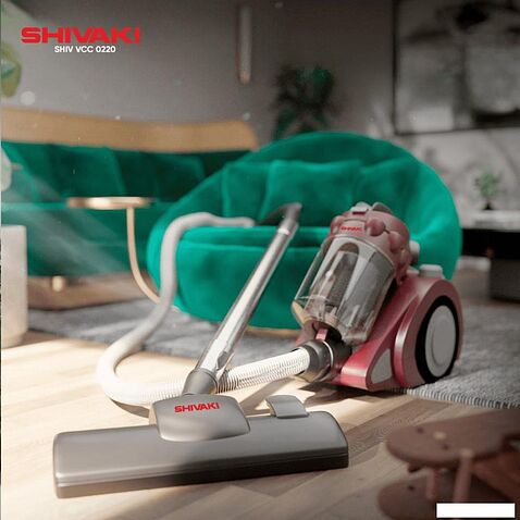 Пылесос Shivaki VCC0220 (с контейнером, винный)