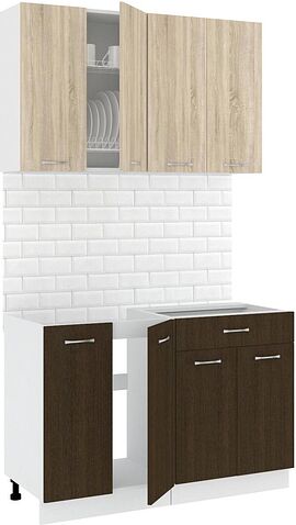 Готовая кухня Кортекс-мебель Корнелия Лира-лайт км.02460 1.2 м без столешницы (дуб сонома/венге)