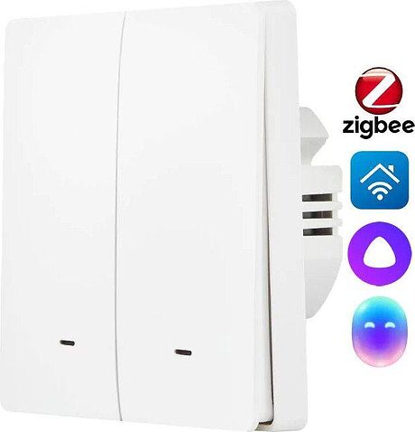 Выключатель Hommyn zigbee 2 клавиши SWZBNN02W (без нейтрали)