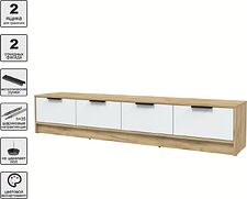 Тумба Интерлиния ТВ Концепт КТ-ТВ4-35 (белый платинум/дуб золотой)