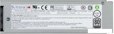 Блок питания Supermicro PWS-606P-1R