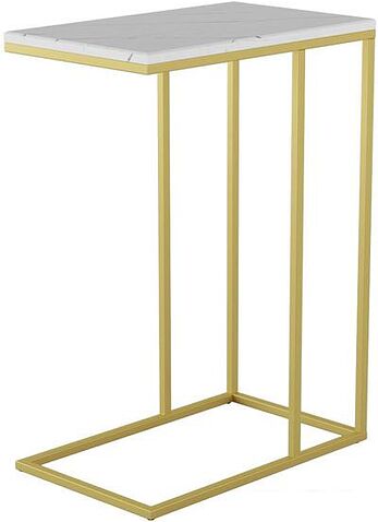 Приставной столик Калифорния мебель Агами Голд (белый мрамор)