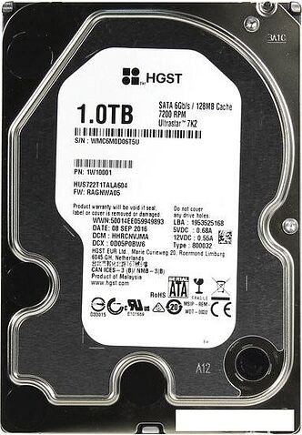 Жесткий диск HGST Ultrastar 7K2 1TB [HUS722T1TALA604]