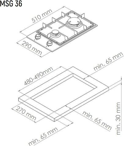 Варочная панель Monsher MSG 36 Blanc