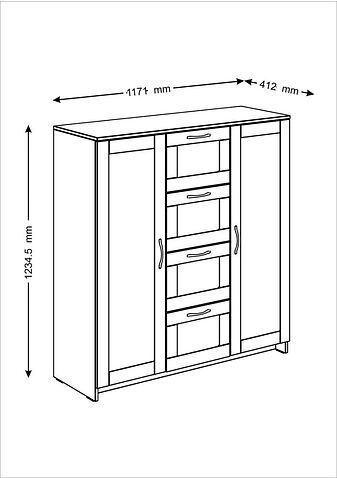 Тумба Mio Tesoro Сириус 2 двери и 4 яшика 117x123 2.02.03.350.3 (дуб сонома)