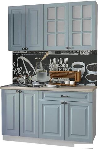 Кухня Интерлиния Мила Деко 1.4 А (океан/травертин серый)