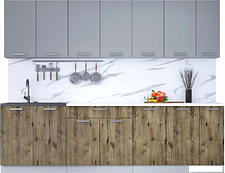 Готовая кухня Интерлиния Мила Лайт 2.7 (серебристый/дуб веллингтон/белый гранит)