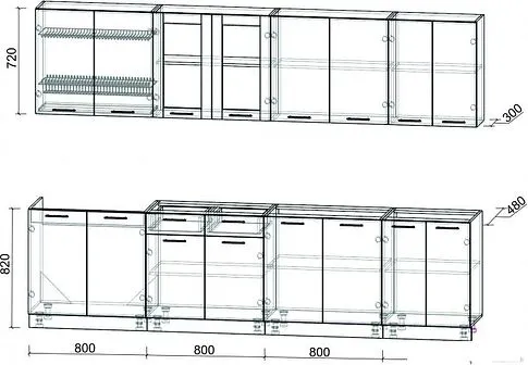 Готовая кухня Интерлиния Мила 30 без столешницы (серебристый/антрацит)