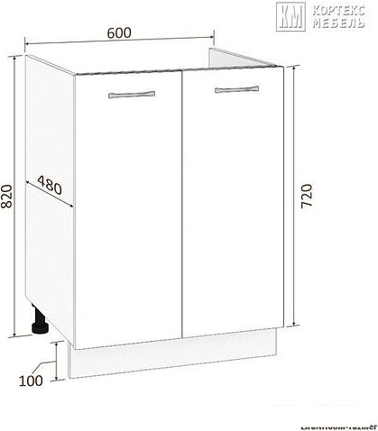 Шкаф напольный Кортекс-мебель Корнелия Лира НШ60м без столешницы (зеленый)
