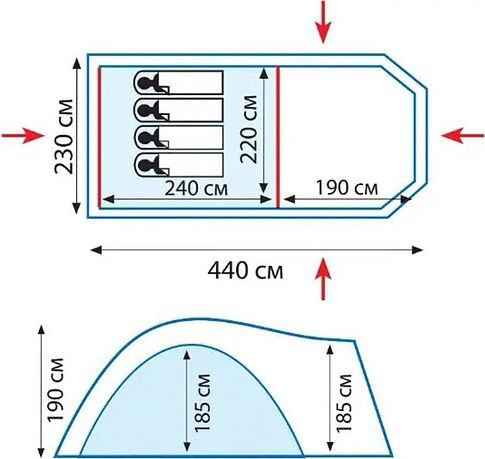 Кемпинговая палатка TRAMP Anaconda 4 v2 (песочный)