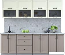 Готовая кухня Интерлиния Тренд 2.4Б (луна/белый/серый каспий)