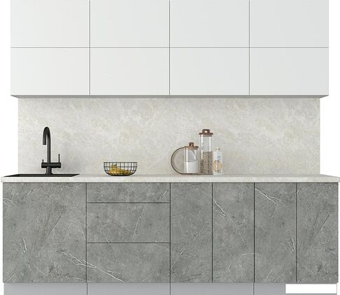 Кухонный модуль Интерлиния Мила Матте 2.4 А (белый/керамика/опал светлый)