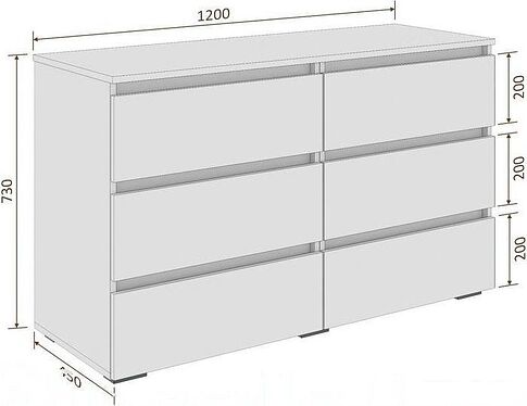 Комод Кортекс-мебель Бари 120 6ш (дуб сонома/дуб сонома/береза)