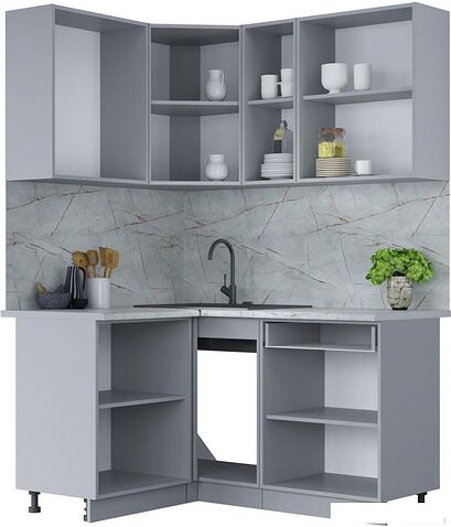 Готовая кухня Интерлиния Мила Лайт 1.2x1.5 (персидский жемчуг/персидский жемчуг/травертин серый)