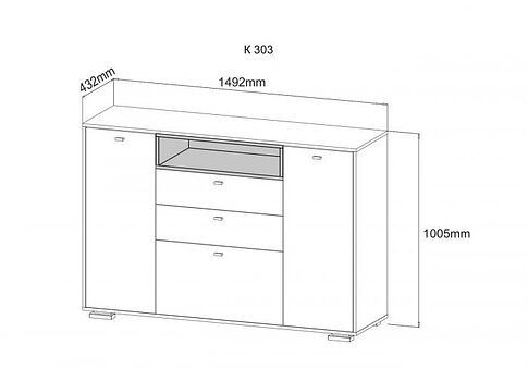 Комод ДСВ Ланс К303 (графит/дуб бунратти)