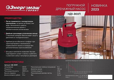Дренажный насос Энергомаш НД1-300П