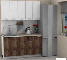 Готовая кухня ЭлиГард Lion 1.5 (белый структурный/дуб нокс/малага)