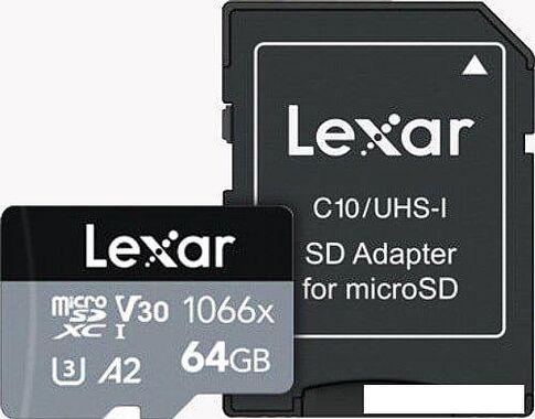 Карта памяти Lexar microSDXC LMS1066064G-BNANG 64GB (с адаптером)