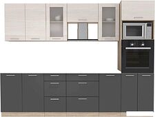 Готовая кухня Интерлиния Мила 2.8 ВТ без столешницы (вудлайн кремовый/антрацит)