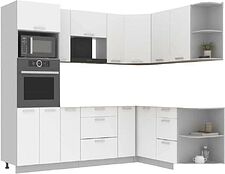 Готовая кухня Интерлиния Мила Лайт 1.68x2.4 правая без столешницы (белый платинум)