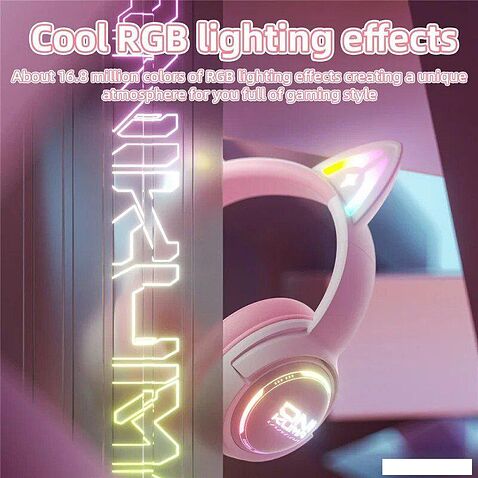 Наушники Onikuma GT838 Cat Ear (белый/розовый)