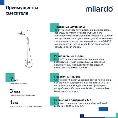 Душевая система  Milardo Rora RORSB4FM06