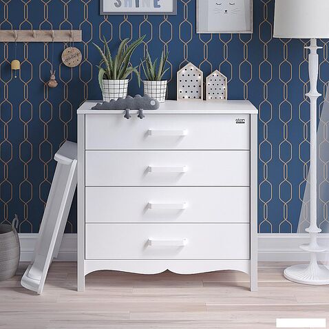 Комод Атон Мебель Felix (белый/серый камень)