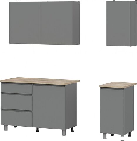 Готовая кухня Mio Tesoro Денвер 1.6м (графит серый/дуб сонома)