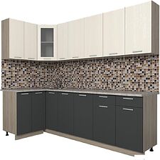 Готовая кухня Интерлиния Мила 12x25 (антрацит/вудлайн кремовый) Готовая кухня Интерлиния Мила 12x25 (антрацит/вудлайн кремовый)
