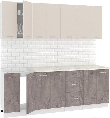 Кухня Кортекс-мебель Корнелия Лира 2.2м (капучино/оникс/мадрид)