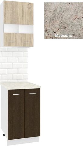 Готовая кухня Кортекс-мебель Корнелия Экстра 50р2д (дуб сонома/венге/марсель)