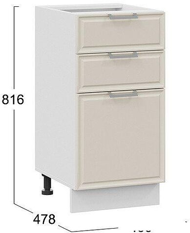 Шкаф напольный Трия Белладжио 1Н4Я3 (белый/софт панакота)