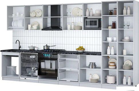 Готовая кухня Интерлиния Мила Gloss 3.8-ПМ2 (шоколад глянец/шоколад глянец/бискайская сосна)