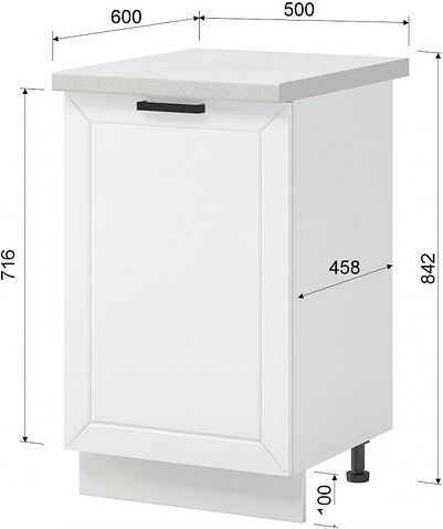 Шкаф напольный Mio Tesoro Альфа ШН 500 (белый/холст белый)