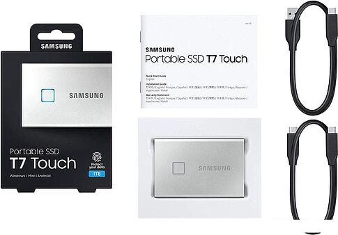 Внешний накопитель Samsung T7 Touch 500GB (серебристый)
