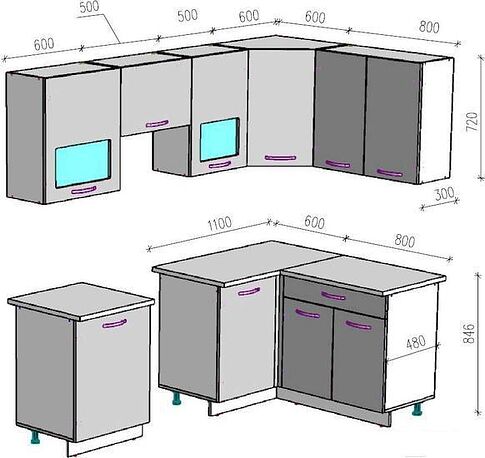 Готовая кухня ВерсоМебель Эко-5 1.4x2.2 правая (антрацит/красный чили)