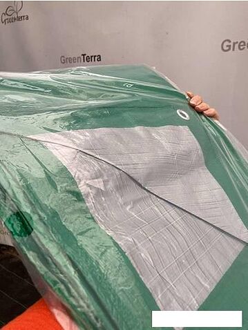 Тент GreenTerra Тарпаулин 10x15 (зеленый/серебро)