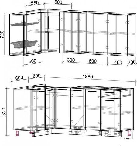 Готовая кухня Интерлиния Мила 12x19 без столешницы (дуб золотой/дуб золотой)