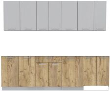 Готовая кухня Интерлиния Мила Лайт 2.5 без столешницы (серебристый/дуб золотой)