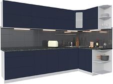 Готовая кухня Интерлиния Мила Матте 1.5x3.0 А правая (индиго/индиго глянец/кастилло темный)