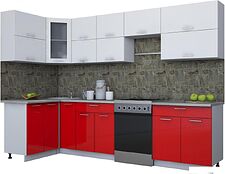 Угловая кухня Интерлиния Мила Gloss 60-12x30 (белый/красный глянец) Угловая кухня Интерлиния Мила Gloss 60-12x30 (белый/красный глянец)