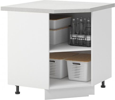 Шкаф напольный Mio Tesoro Альфа ШНУ 850 угловой (белый/холст вулкан)