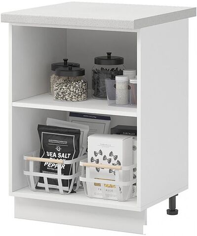 Шкаф напольный Mio Tesoro Альфа ШН 600 со столешницей (белый/холст белый/антарес)