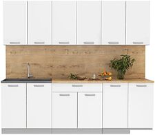 Готовая кухня Интерлиния Мила Лайт 2.4 (белый платинум/белый платинум/дуб бунратти)