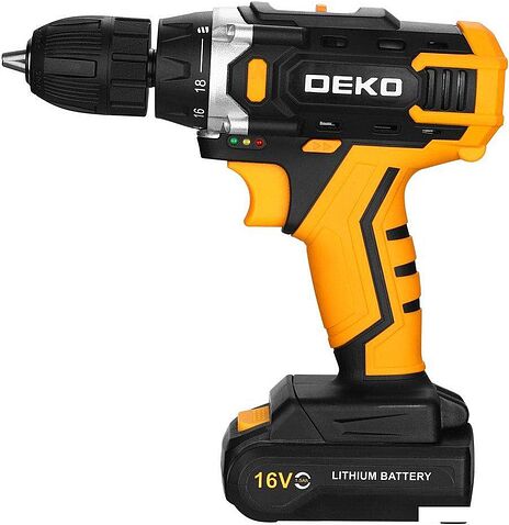 Дрель-шуруповерт Deko Sharker 16V Set 63 083-1041 (с 2-мя АКБ, кейс)