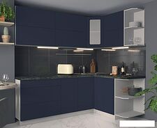 Готовая кухня Интерлиния Мила Матте 1.5x2.2 А правая (индиго/индиго глянец/кастилло темный)