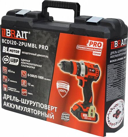 Ударная дрель-шуруповерт Brait BCDI20-2PUMBL PRO (с 1-м АКБ, кейс)